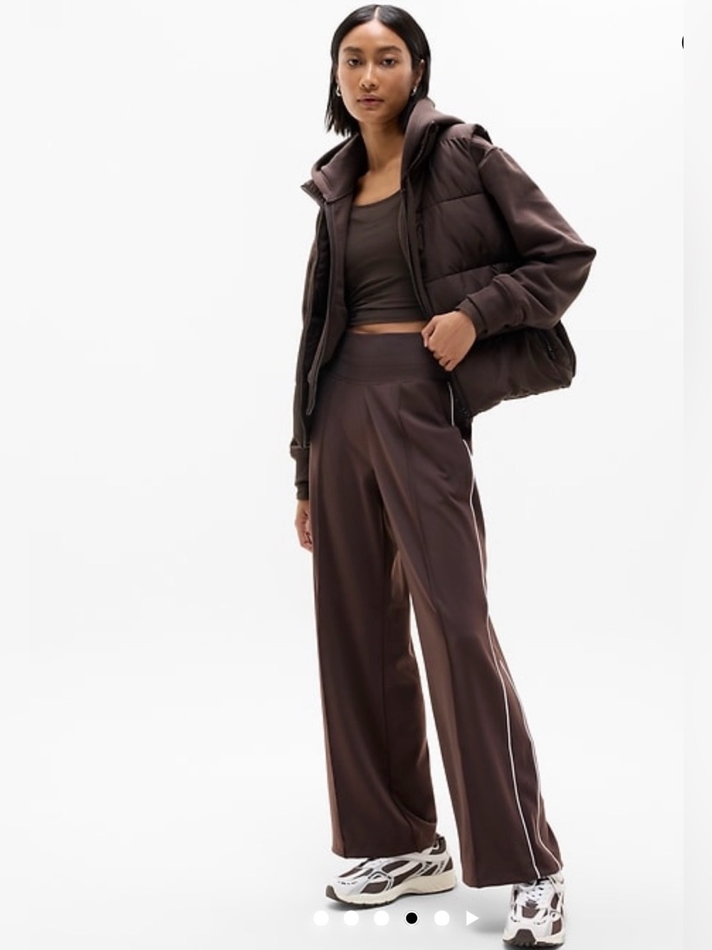 NWOT-Athleta Truffle/White Venice Wide Leg Pant, Extra Small